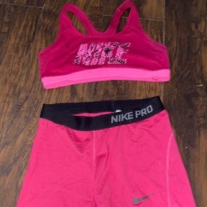Nike sports bra an shorts combo